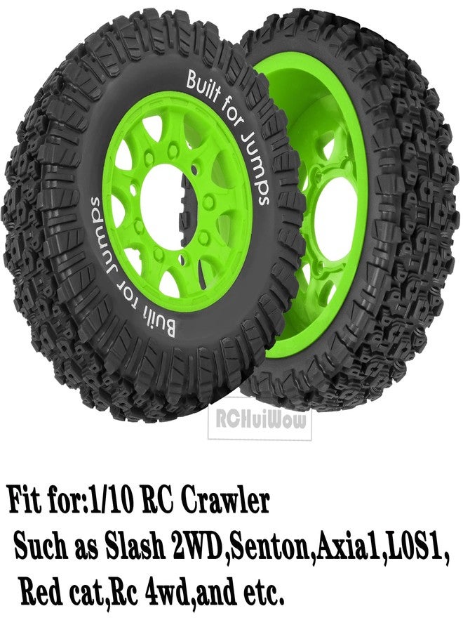 إطارات RCHuiWow سداسية الشكل مقاس 12 مم/14 مم/17 مم لشاحنات التحكم عن بعد بمقياس 1/10، مثل Slash 2WD 4×4 وSenton Axia1 L0S1 وRed cat Rc 4wd، وإطارات شاحنات السباق القصيرة بمقياس 1/10 مع حشوات إسفنجية، 4 قطع، لون أخضر. - Image 2